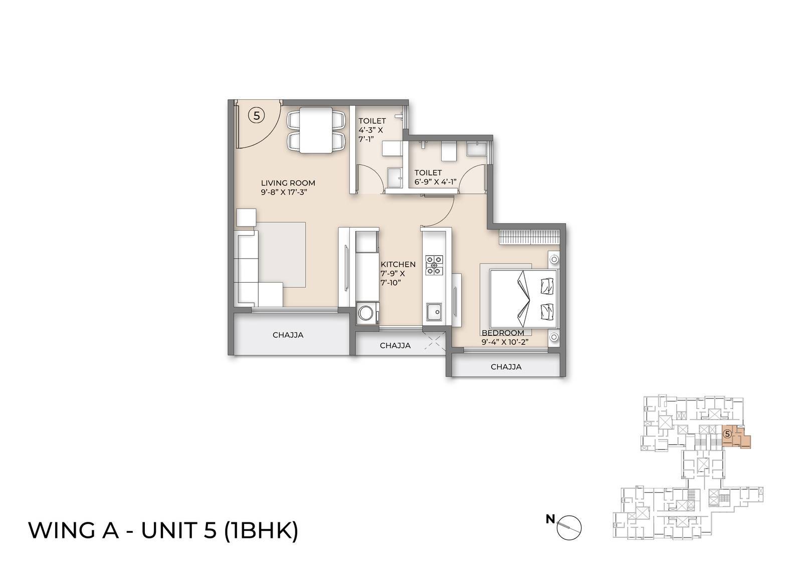 Wing A Floor Plan unit 5